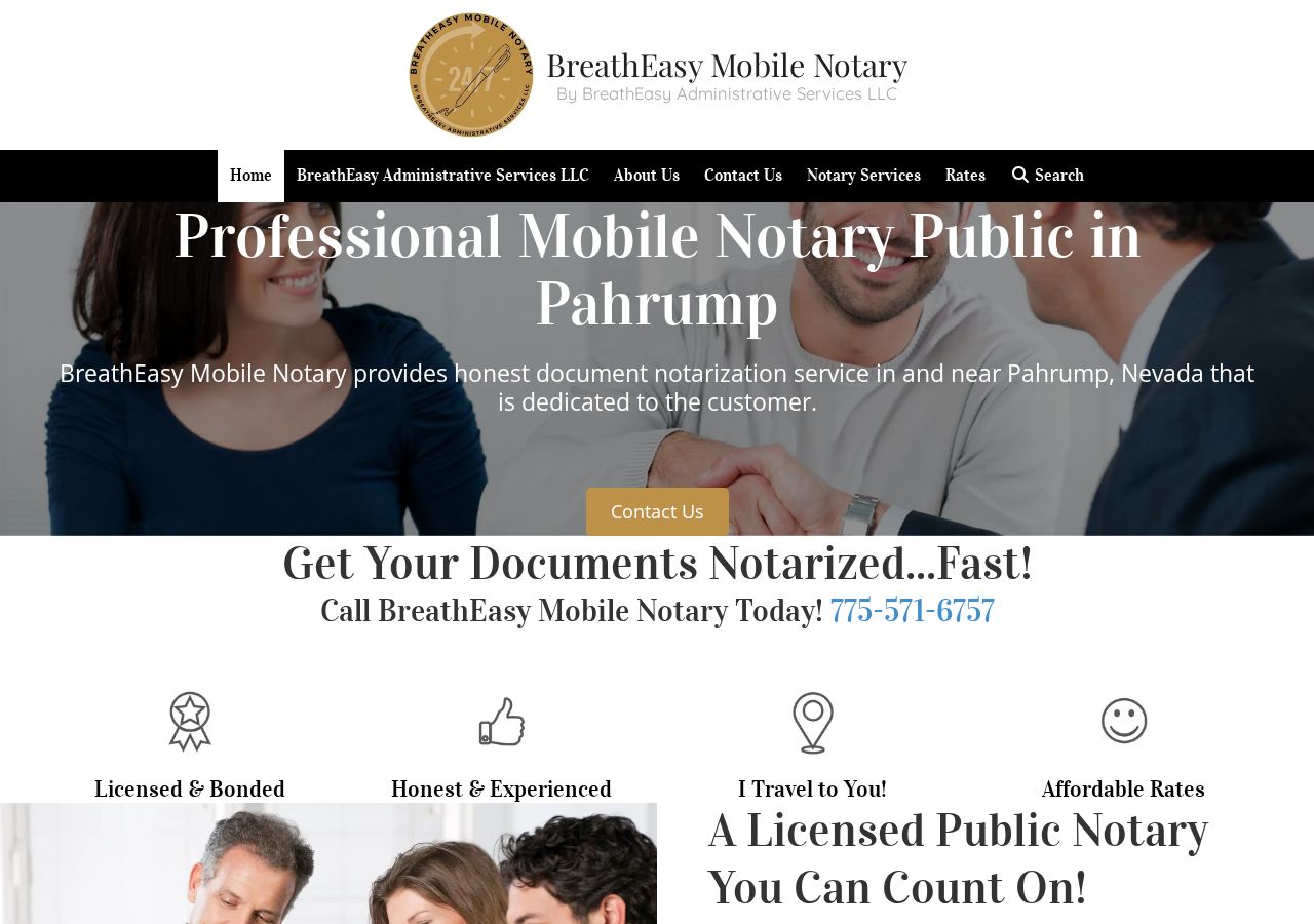 Preview of the BreathEasy Mobile Notary website homepage
